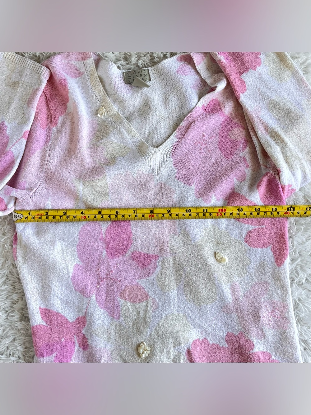 2000s Sigrid Olsen pink floral sweater - Picture 5 of 5